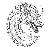 Dragão místico logotipo esboço desenhado dentro rabisco estilo ilustração vetor