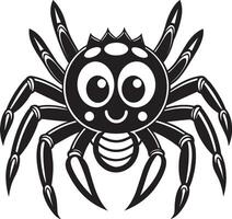 aranha - Preto e branco desenho animado mascote ilustração, vetor