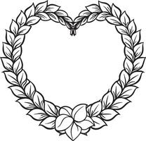 ilustração do floral coração quadro, Armação com floral elementos vetor