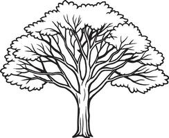 árvores Preto e branco desenho animado ilustração do pássaro para coloração livro vetor