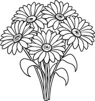 gerbera margarida flor ramalhete Preto e branco ilustração vetor