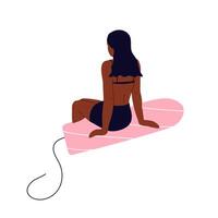 uma mulher senta em uma tampão. menina tendo menstrual período, menstruação, pré-menstrual síndrome, pms, fêmea reprodutivo sistema. vetor