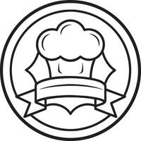 chefe de cozinha chapéu e fita ícone. ilustração dentro Preto e branco cores. vetor