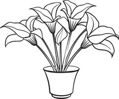 ilustração do uma decorativo plantar dentro uma Panela. Preto e branco desenho. vetor