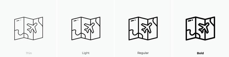 mapas ícone. afinar, luz, regular e negrito estilo Projeto isolado em branco fundo vetor