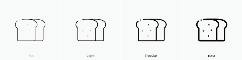 pão ícone. afinar, luz, regular e negrito estilo Projeto isolado em branco fundo vetor