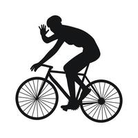 pessoa equitação uma bicicleta silhueta, ciclista lado Visão vetor