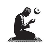 muçulmano Rezar silhueta. Rezar símbolo ilustração vetor