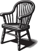 agradável de madeira cadeira, Preto cor silhueta vetor