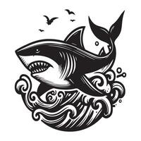 Tubarão minimalista silhueta logotipo vetor