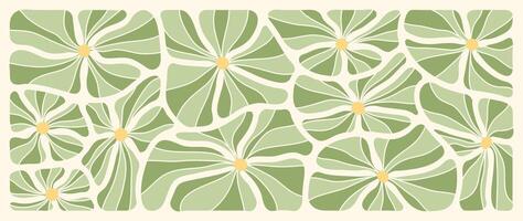 abstrato botânico arte fundo . natural mão desenhado padronizar Projeto com verde cor flores simples contemporâneo estilo ilustrado Projeto para tecido, imprimir, cobrir, bandeira, papel de parede. vetor