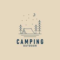 acampamento linha arte logotipo minimalista Projeto selvagem natureza aventura ilustração Projeto vetor