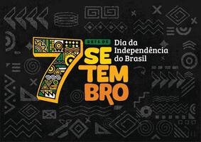 independência dia do Brasil poster fundo folheto e social meios de comunicação postar com desenhado à mão geométrico forma grunge textura. vetor