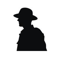 silhueta do misterioso homem com chapéu e casaco vetor