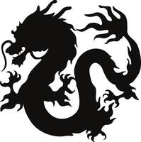 chinês Dragão silhueta, chinês zodíaco. isolado Preto silhueta em branco fundo. vetor