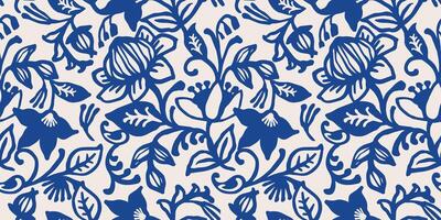 étnico azul desatado padrões com plantar motivos. moderno abstrato Projeto para papel, cobrir, tecido, interior decoração e de outros usar vetor