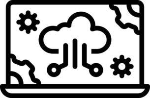 Preto linha ícone para nuvem Informática vetor