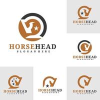 conjunto do cavalo cabeça logotipo Projeto . cavalo ilustração logotipo conceito vetor