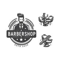 retro barbearia logotipo Projeto vetor