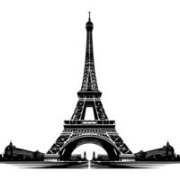 Preto e branco ilustração do a eiffel torre passeios turísticos dentro Paris vetor