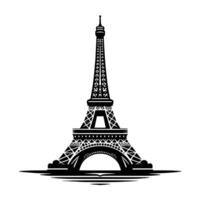 Preto e branco ilustração do a eiffel torre passeios turísticos dentro Paris vetor