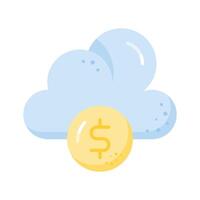 dólar com nuvem denotando ícone do nuvem dinheiro, nuvem ganhos vetor