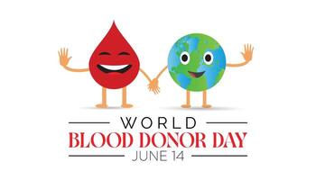 mundo sangue doador dia observado cada ano dentro junho. modelo para fundo, bandeira, cartão, poster com texto inscrição. vetor