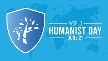 mundo humanista dia observado cada ano dentro junho. modelo para fundo, bandeira, cartão, poster com texto inscrição. vetor
