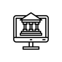ícone de linha de internet banking vetor