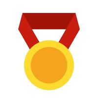 medalha de ouro com ícone de fita vermelha vetor