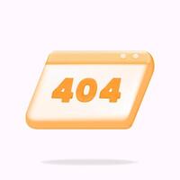 página não encontrado, 404 números site, 3d ícone ilustração vetor