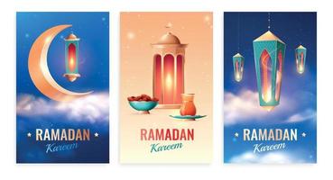 conjunto de cartas verticais do ramadã vetor