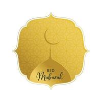 elegante dourado eid Mubarak cumprimento com mesquita topo vetor