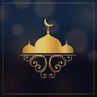 dourado mesquita com floral decoração para eid festival vetor