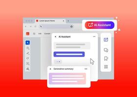 ai assistente dentro pdf leitor. generativo resumo responda a partir de artificial inteligência. interface do programa para portátil documento formato vetor