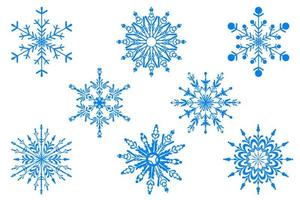 conjunto de ícones de floco de neve. isolado no fundo branco. decoração de inverno. vetor