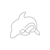 desenho de linha única contínua da identidade do logotipo do simpático golfinho fofo para a vida subaquática do aquário. conceito animal de mamífero selvagem do mar para mascote de circo. ilustração gráfica de desenho vetorial desenho de uma linha vetor