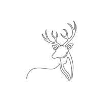 único desenho de linha contínua de elegância bonito cervo para identidade do logotipo do zoológico nacional. conceito de mascote de fanfarrão de luxo para clube de caça de animais. ilustração moderna de desenho vetorial gráfico de uma linha vetor