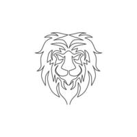 um desenho de linha contínua do rei da selva, cabeça de leão para a identidade do logotipo da empresa. conceito de mascote animal forte felino mamífero para safari zoológico nacional. ilustração em vetor desenho desenho de linha única