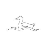 desenho de linha única contínua de adorável pato branco para a identidade do logotipo do negócio da empresa. pequeno conceito de mascote cisne bonito para parque público. ilustração gráfica de desenho vetorial dinâmico de uma linha vetor