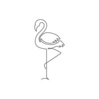 um único desenho de linha do flamingo exótico da beleza para a identidade do logotipo da empresa. conceito de mascote de pássaro flamingo para a marca do produto. ilustração em vetor gráfico design moderno linha contínua
