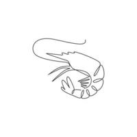 um desenho de linha contínua de camarão fresco para a identidade do logotipo de frutos do mar. conceito de mascote de camarão para ícone de restaurante chinês. ilustração vetorial gráfico de desenho de linha única vetor
