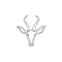 um desenho de linha contínua da adorável cabeça de antílope para a identidade do logotipo da empresa. conceito de mascote de gazela com chifres para ícone de safari park. ilustração em vetor desenho gráfico de linha única