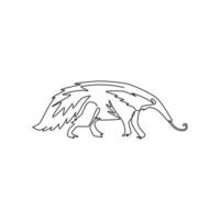 um desenho de linha única de um tamanduá grande para a identidade do logotipo. conceito de mascote animal de língua de verme para o ícone do parque nacional. ilustração gráfica do vetor moderno desenho linha contínua