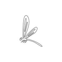 um desenho de linha contínua de libélula de aviador ágil para a identidade do logotipo. conceito de mascote animal anisóptero para ícone do clube de amantes de insetos. ilustração em vetor moderno desenho de linha única