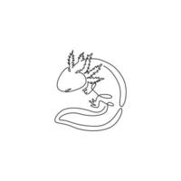 um desenho de linha contínuo de axolotl fofo para a identidade do logotipo da empresa. conceito de mascote de salamandra de água para ícone do clube de amante de animais de estimação. ilustração em vetor gráfico moderno desenho de linha única