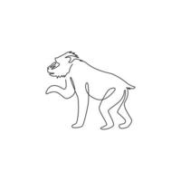 um único desenho de linha do adorável mandril para a identidade do logotipo da empresa. conceito de mascote primata de grande beleza para o ícone do parque nacional de conservação. ilustração em vetor desenho moderno linha contínua