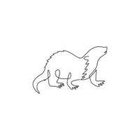 um desenho de linha contínua de lontra fofa para o logotipo da empresa, identidade da empresa. conceito de mascote animal lutrinae para ícone do clube de amantes de animais de estimação. ilustração vetorial moderna de desenho gráfico de linha única vetor