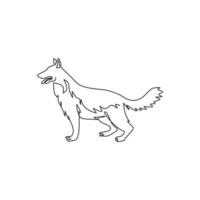 desenho de linha única do arrojado cão pastor alemão para a identidade do logotipo da empresa. conceito de mascote de cão de raça pura para ícone de animal de estimação amigável de pedigree. ilustração em vetor desenho moderno contínuo de uma linha