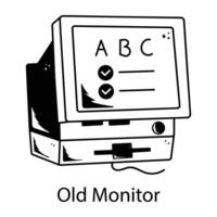 na moda velho monitor vetor